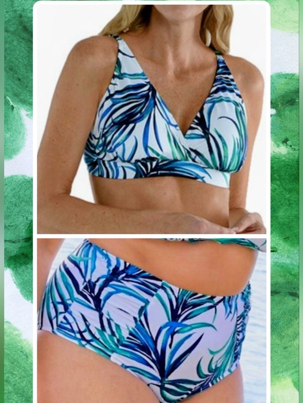 2 Piece High Waisted Swimsuit Sonnet Shores Tropical Print SIZE 18W NEW